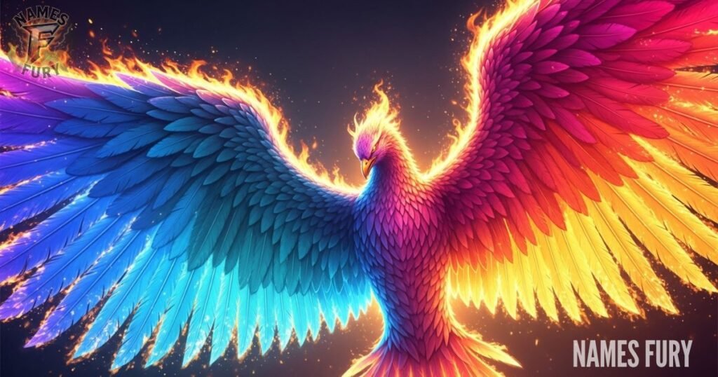 colorful phoenix wings fire art