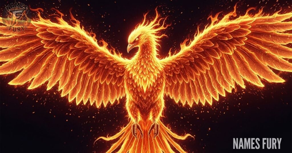 phoenix bird glowing flames