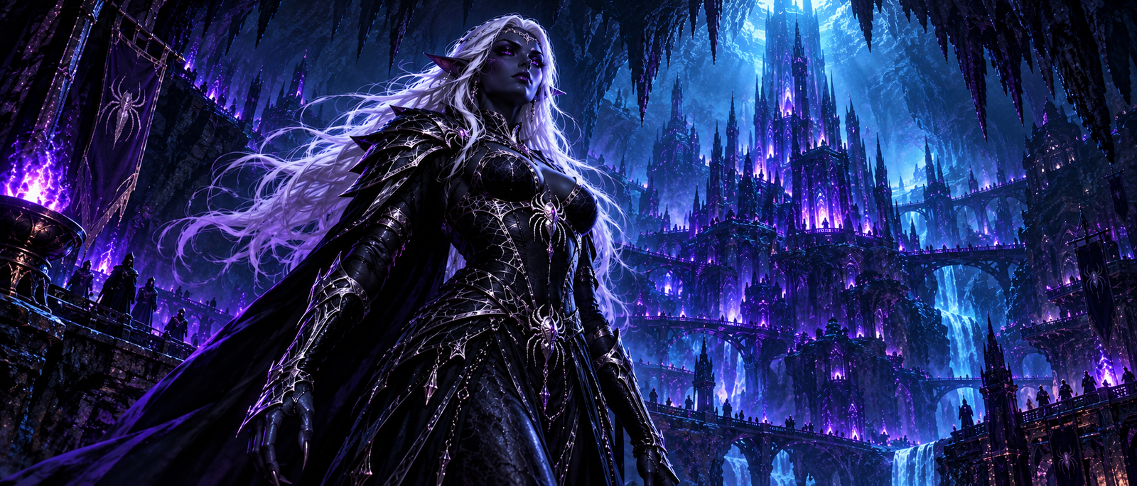 female drow names — drow priestess in an Underdark city